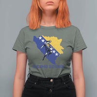 Vintage Bosnian Map Football Fan T Shirt For Women Proud Balkan Heritage Gift
