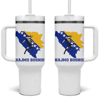 Vintage Bosnian Map Football Fan Tumbler With Handle Proud Balkan Heritage Gift