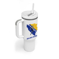 Vintage Bosnian Map Football Fan Tumbler With Handle Proud Balkan Heritage Gift