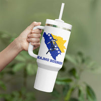 Vintage Bosnian Map Football Fan Tumbler With Handle Proud Balkan Heritage Gift