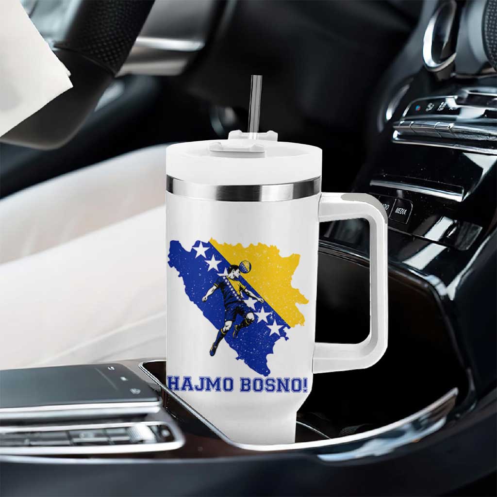 Vintage Bosnian Map Football Fan Tumbler With Handle Proud Balkan Heritage Gift
