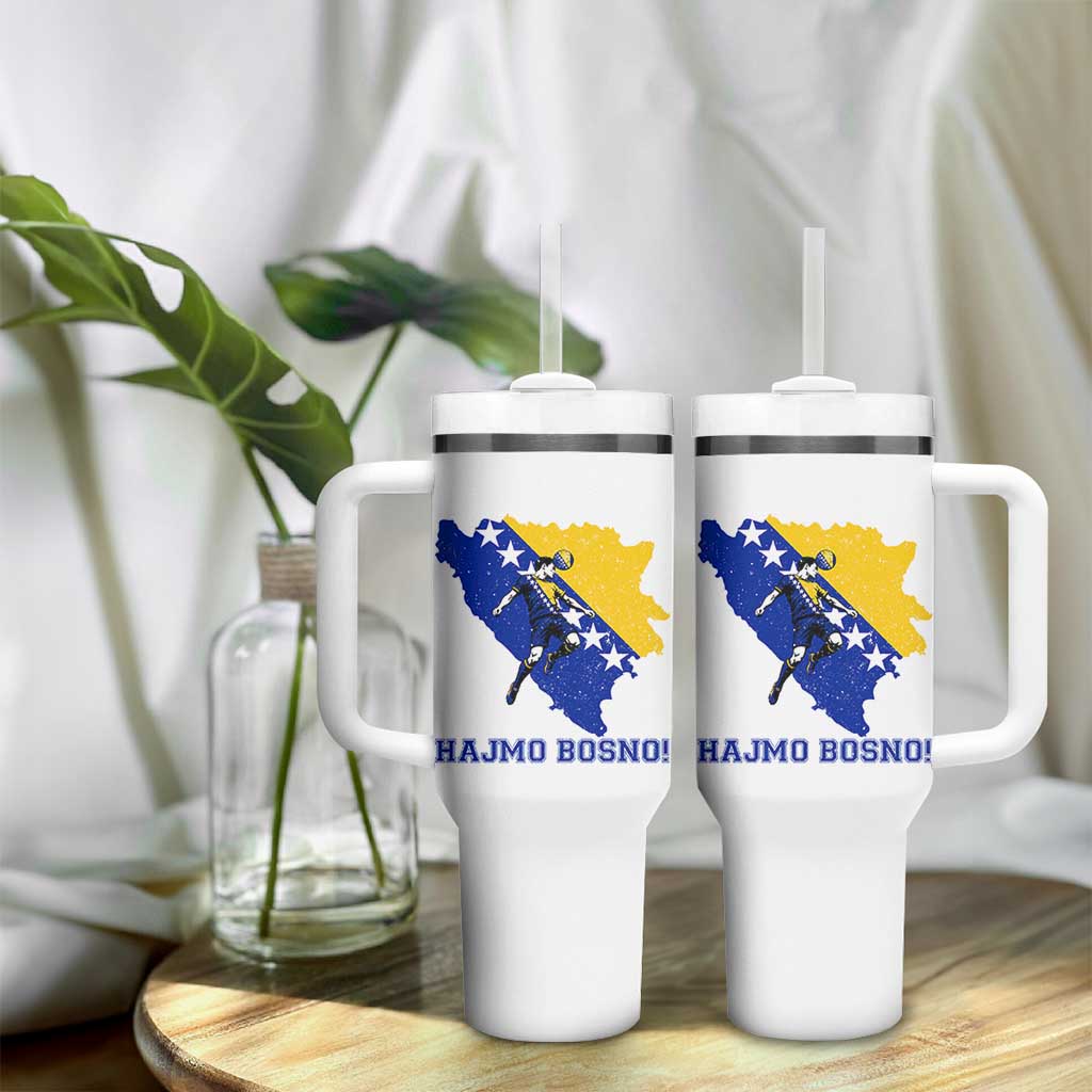 Vintage Bosnian Map Football Fan Tumbler With Handle Proud Balkan Heritage Gift