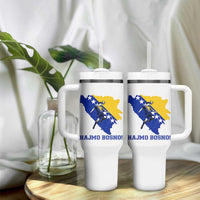 Vintage Bosnian Map Football Fan Tumbler With Handle Proud Balkan Heritage Gift