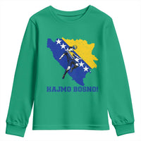 Vintage Bosnian Map Football Fan Youth Sweatshirt Proud Balkan Heritage Gift