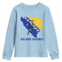 Vintage Bosnian Map Football Fan Youth Sweatshirt Proud Balkan Heritage Gift