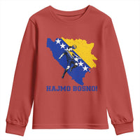Vintage Bosnian Map Football Fan Youth Sweatshirt Proud Balkan Heritage Gift