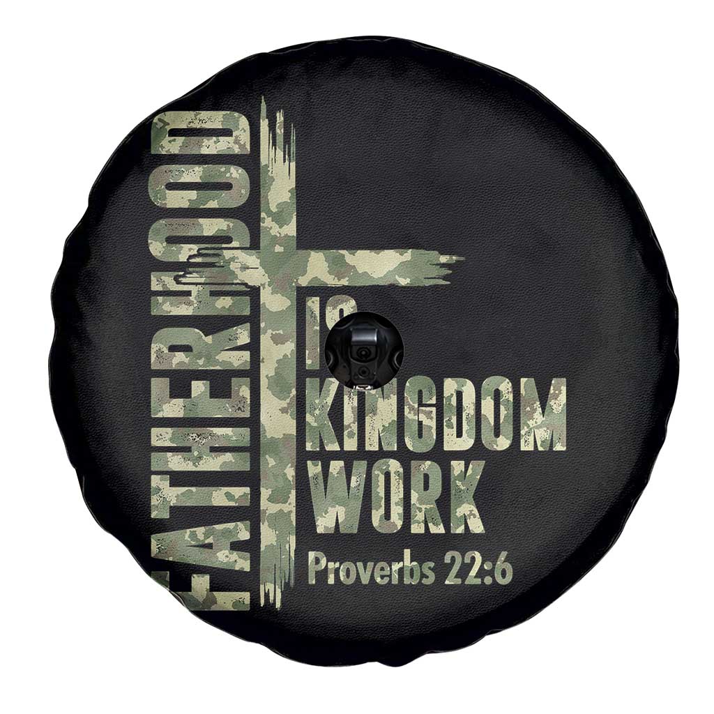 Fatherhood Is Kingdom Work Spare Tire Cover Camo Christian Fathers Day Gift