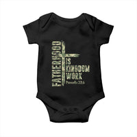 Fatherhood Is Kingdom Work Baby Onesie Camo Christian Fathers Day Gift