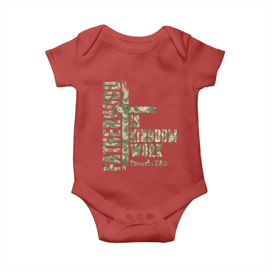 Fatherhood Is Kingdom Work Baby Onesie Camo Christian Fathers Day Gift