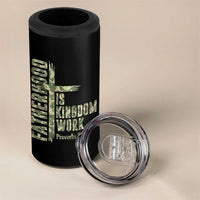 Fatherhood Is Kingdom Work 4 in 1 Can Cooler Tumbler Camo Christian Fathers Day Gift