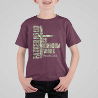 Fatherhood Is Kingdom Work T Shirt For Kid Camo Christian Fathers Day Gift