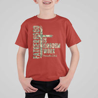 Fatherhood Is Kingdom Work T Shirt For Kid Camo Christian Fathers Day Gift