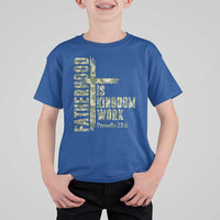 Fatherhood Is Kingdom Work T Shirt For Kid Camo Christian Fathers Day Gift