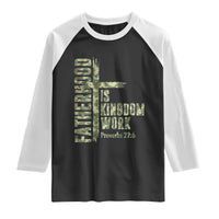 Fatherhood Is Kingdom Work Raglan Shirt Camo Christian Fathers Day Gift
