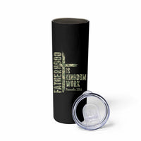 Fatherhood Is Kingdom Work Skinny Tumbler Camo Christian Fathers Day Gift