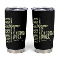 Fatherhood Is Kingdom Work Tumbler Cup Camo Christian Fathers Day Gift