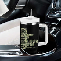 Fatherhood Is Kingdom Work Tumbler With Handle Camo Christian Fathers Day Gift