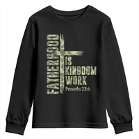 Fatherhood Is Kingdom Work Youth Sweatshirt Camo Christian Fathers Day Gift