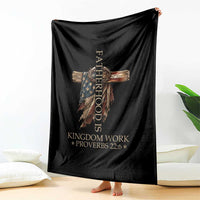 Fatherhood Is Kingdom Work Throw Blanket Vintage American Flag Christian Dad Gift