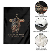 Fatherhood Is Kingdom Work Garden Flag Vintage American Flag Christian Dad Gift