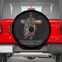 Fatherhood Is Kingdom Work Spare Tire Cover Vintage American Flag Christian Dad Gift