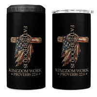 Fatherhood Is Kingdom Work 4 in 1 Can Cooler Tumbler Vintage American Flag Christian Dad Gift