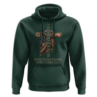 Fatherhood Is Kingdom Work Hoodie Vintage American Flag Christian Dad Gift