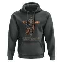 Fatherhood Is Kingdom Work Hoodie Vintage American Flag Christian Dad Gift