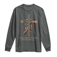Fatherhood Is Kingdom Work Long Sleeve Shirt Vintage American Flag Christian Dad Gift
