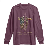 Fatherhood Is Kingdom Work Long Sleeve Shirt Vintage American Flag Christian Dad Gift