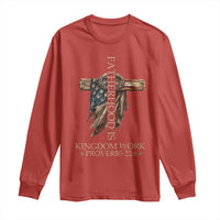 Fatherhood Is Kingdom Work Long Sleeve Shirt Vintage American Flag Christian Dad Gift