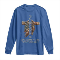 Fatherhood Is Kingdom Work Long Sleeve Shirt Vintage American Flag Christian Dad Gift