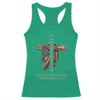 Fatherhood Is Kingdom Work Racerback Tank Top Vintage American Flag Christian Dad Gift