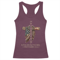 Fatherhood Is Kingdom Work Racerback Tank Top Vintage American Flag Christian Dad Gift
