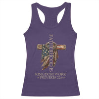 Fatherhood Is Kingdom Work Racerback Tank Top Vintage American Flag Christian Dad Gift