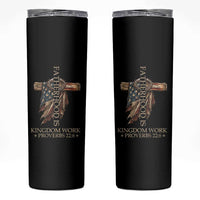 Fatherhood Is Kingdom Work Skinny Tumbler Vintage American Flag Christian Dad Gift