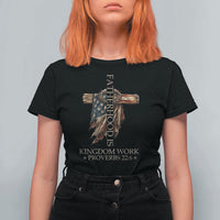 Fatherhood Is Kingdom Work T Shirt For Women Vintage American Flag Christian Dad Gift