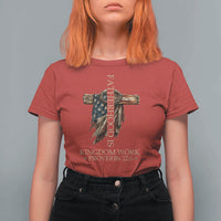Fatherhood Is Kingdom Work T Shirt For Women Vintage American Flag Christian Dad Gift