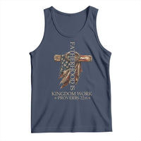 Fatherhood Is Kingdom Work Tank Top Vintage American Flag Christian Dad Gift