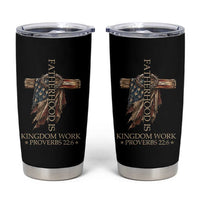 Fatherhood Is Kingdom Work Tumbler Cup Vintage American Flag Christian Dad Gift