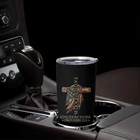 Fatherhood Is Kingdom Work Tumbler Cup Vintage American Flag Christian Dad Gift