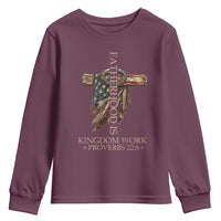 Fatherhood Is Kingdom Work Youth Sweatshirt Vintage American Flag Christian Dad Gift