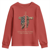 Fatherhood Is Kingdom Work Youth Sweatshirt Vintage American Flag Christian Dad Gift