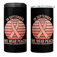In September We Wear Peach 4 in 1 Can Cooler Tumbler Endometrial Cancer Awareness Support