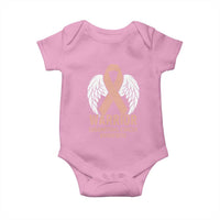 Endometrial Cancer Warrior Baby Onesie Peach Ribbon Angel Wings Support
