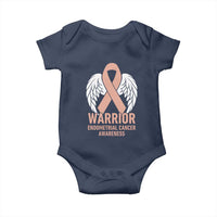 Endometrial Cancer Warrior Baby Onesie Peach Ribbon Angel Wings Support