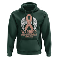 Endometrial Cancer Warrior Hoodie Peach Ribbon Angel Wings Support