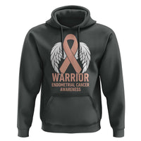 Endometrial Cancer Warrior Hoodie Peach Ribbon Angel Wings Support