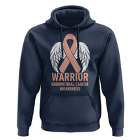 Endometrial Cancer Warrior Hoodie Peach Ribbon Angel Wings Support