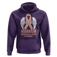 Endometrial Cancer Warrior Hoodie Peach Ribbon Angel Wings Support